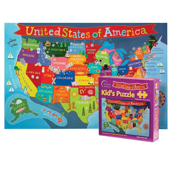 Round World Products Kids Jigsaw Puzzle, United States KP02 - main